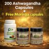 200 Ashwagandha Capsules + Free Moringa Capsules